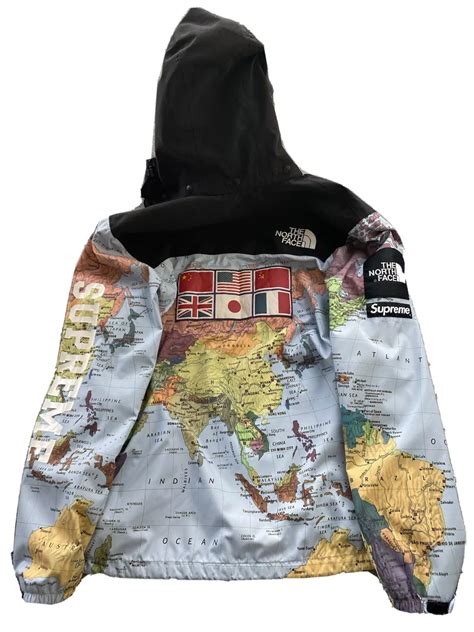 supreme x tnf jacket replica|north face world map jacket.